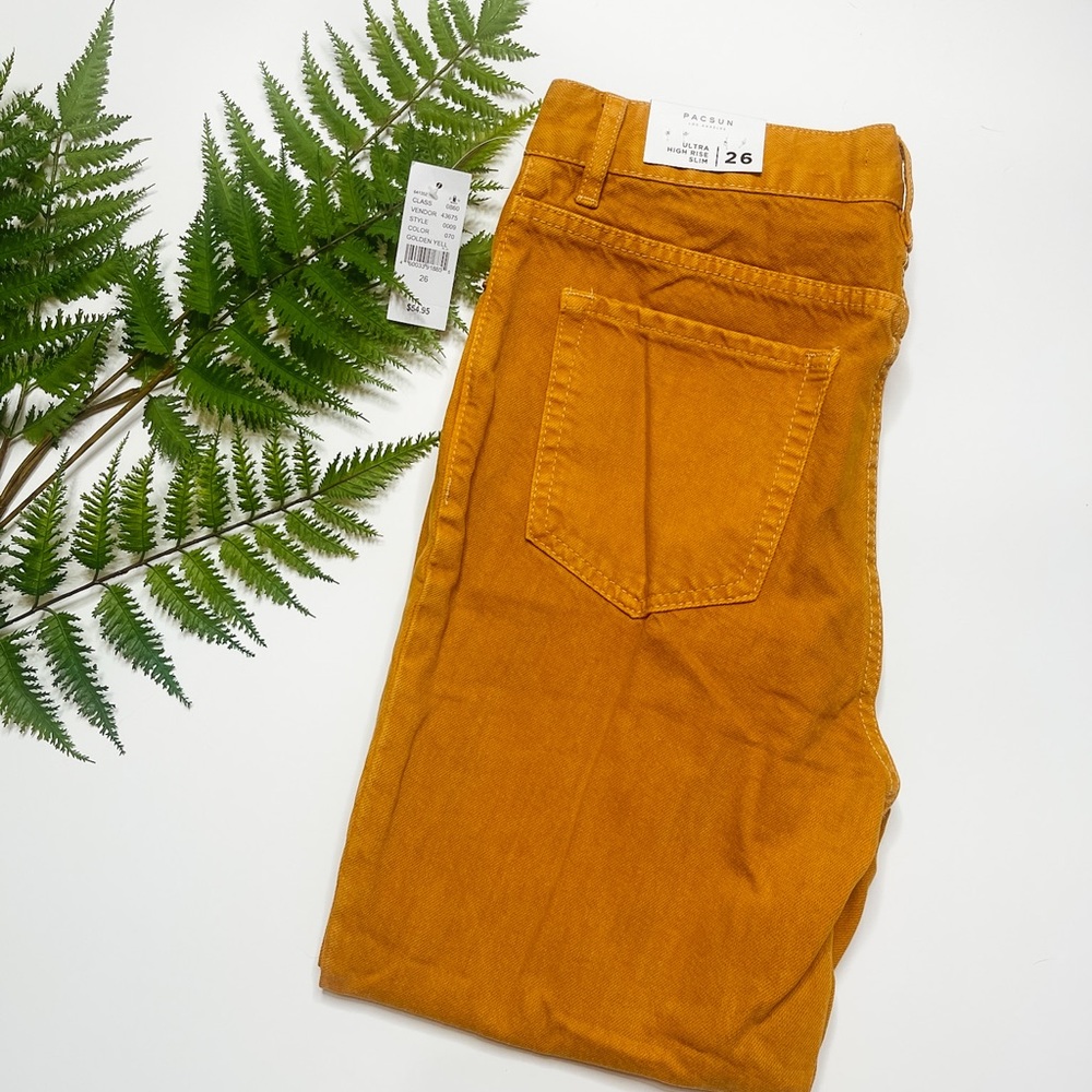 Pacsun ultra high rise slim Holden yellow denim mom jeans